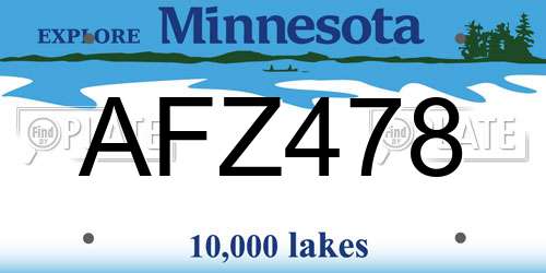 AFZ478 Minnesota License Plate
