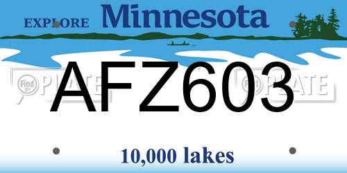 AFZ603 Minnesota License Plate