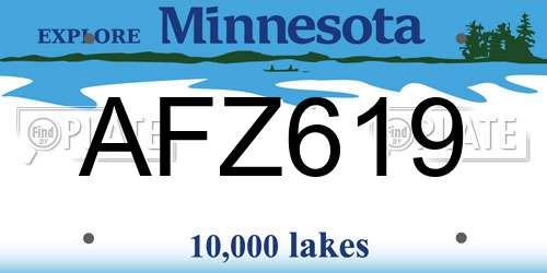 AFZ619 Minnesota License Plate