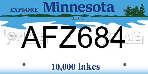 AFZ684 Minnesota License Plate