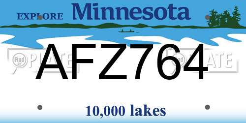 AFZ764 Minnesota License Plate