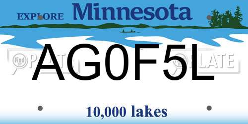 AG0F5L Minnesota License Plate