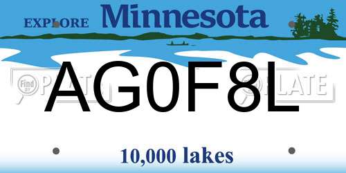 AG0F8L Minnesota License Plate