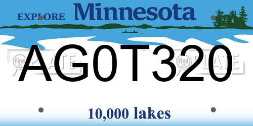AG0T320 Minnesota License Plate