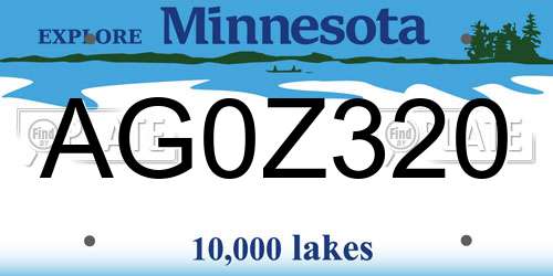 AG0Z320 Minnesota License Plate