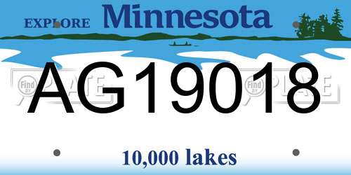 AG19018 Minnesota License Plate