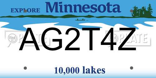 AG2T4Z Minnesota License Plate