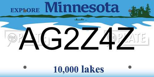AG2Z4Z Minnesota License Plate