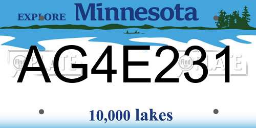 AG4E231 Minnesota License Plate