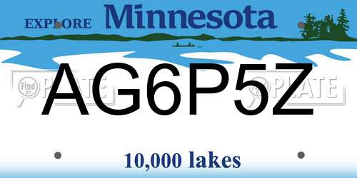 AG6P5Z Minnesota License Plate