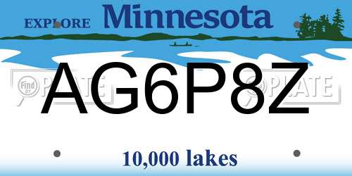 AG6P8Z Minnesota License Plate