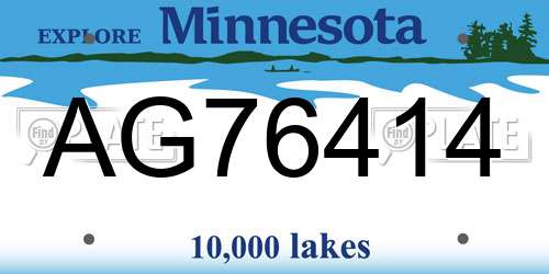 AG76414 Minnesota License Plate