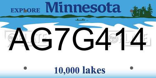 AG7G414 Minnesota License Plate