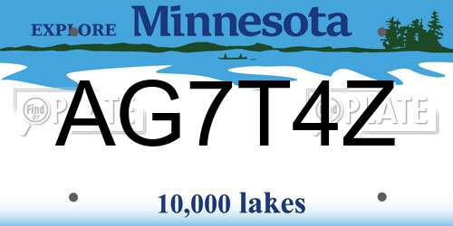 AG7T4Z Minnesota License Plate