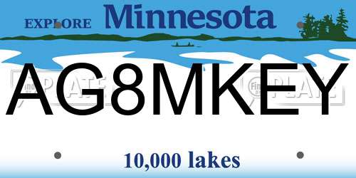 AG8MKEY Minnesota License Plate