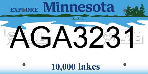 AGA3231 Minnesota License Plate