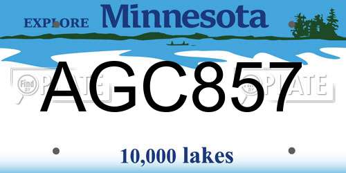 AGC857 Minnesota License Plate
