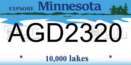 AGD2320 Minnesota License Plate