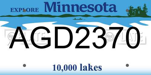 AGD2370 Minnesota License Plate