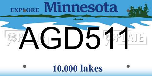 AGD511 Minnesota License Plate