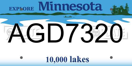 AGD7320 Minnesota License Plate