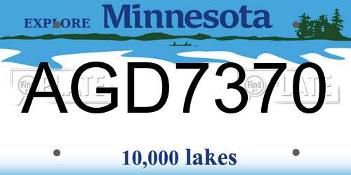 AGD7370 Minnesota License Plate