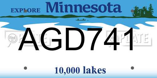 AGD741 Minnesota License Plate
