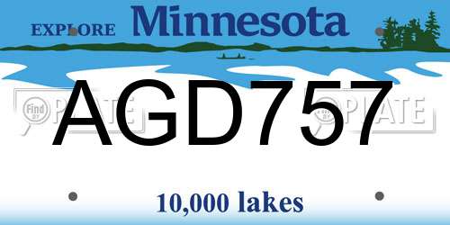 AGD757 Minnesota License Plate