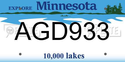 AGD933 Minnesota License Plate