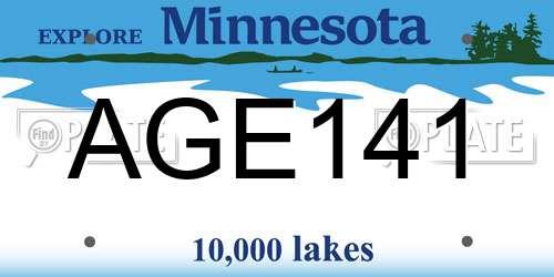 AGE141 Minnesota License Plate