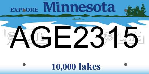 AGE2315 Minnesota License Plate