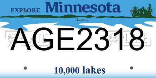 AGE2318 Minnesota License Plate