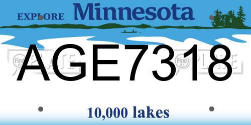 AGE7318 Minnesota License Plate