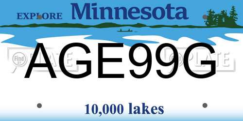 AGE99G Minnesota License Plate