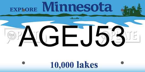 AGEJ53 Minnesota License Plate