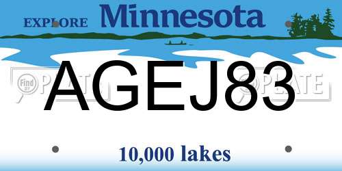 AGEJ83 Minnesota License Plate
