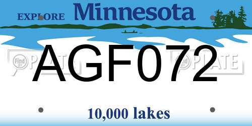 AGF072 Minnesota License Plate