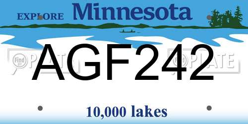 AGF242 Minnesota License Plate