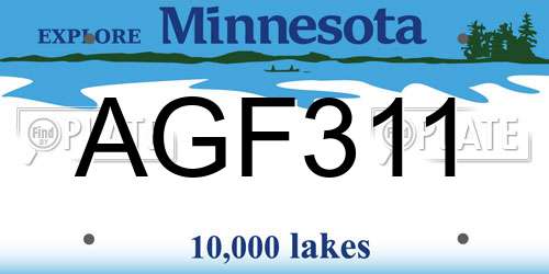 AGF311 Minnesota License Plate