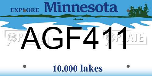 AGF411 Minnesota License Plate