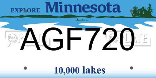 AGF720 Minnesota License Plate