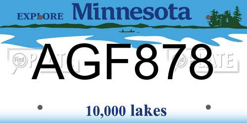 AGF878 Minnesota License Plate