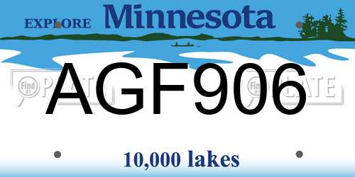 AGF906 Minnesota License Plate