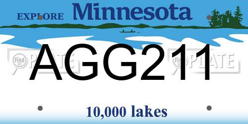 AGG211 Minnesota License Plate