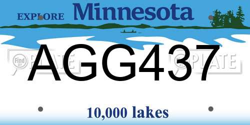 AGG437 Minnesota License Plate