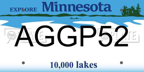 AGGP52 Minnesota License Plate