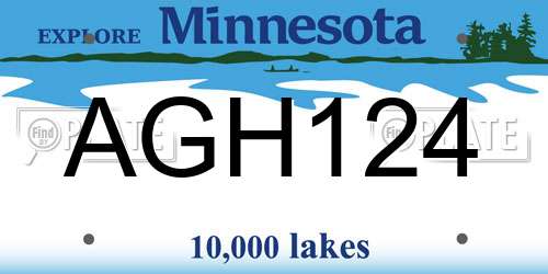 AGH124 Minnesota License Plate