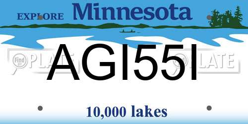 AGI55I Minnesota License Plate