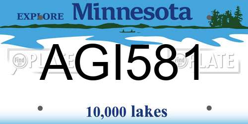 AGI581 Minnesota License Plate