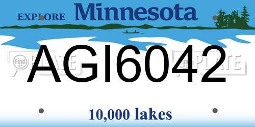 AGI6042 Minnesota License Plate